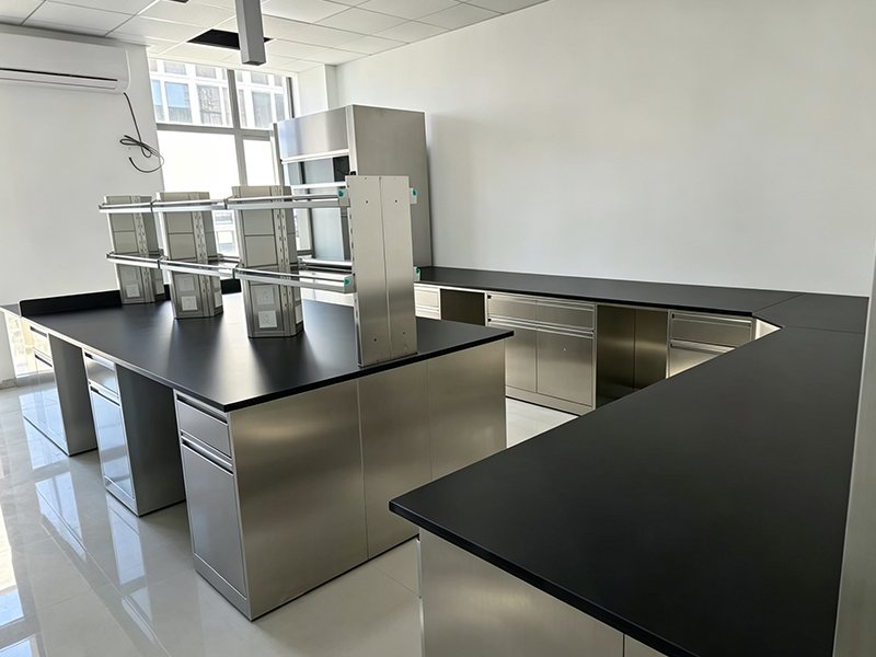 Stainless Steel Lab Bench with Under Bench Cabinets & Drawers
