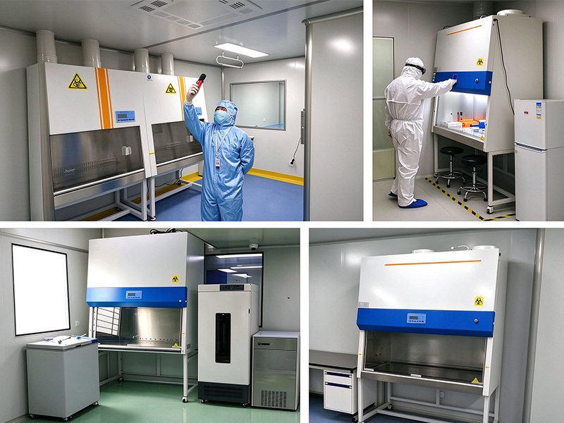 Class II A2 biological safety cabinet installed inside microbiology laboratory