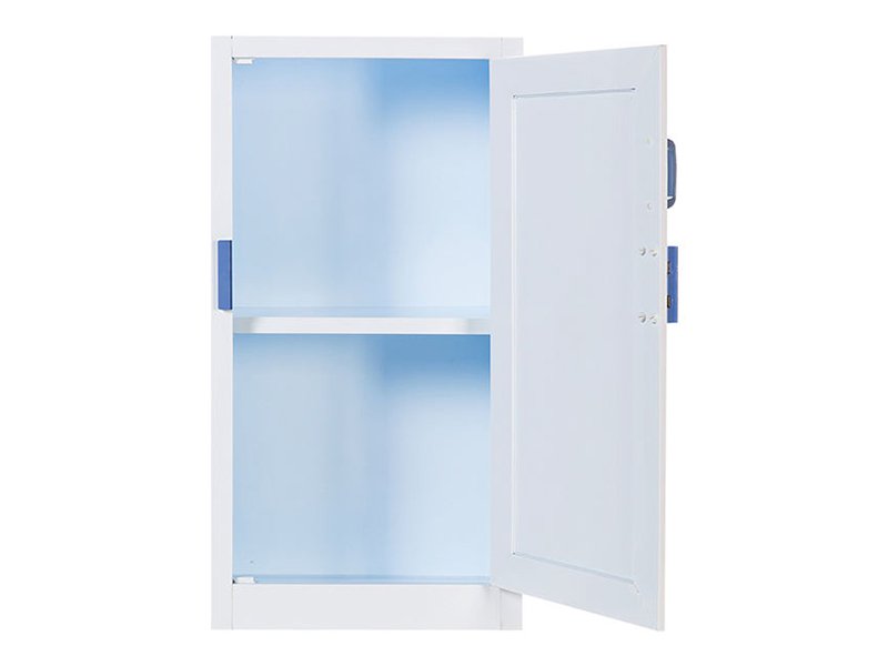 Adjustable PP shelves inside acid and alkali storage cabinet for lab chemical bottles