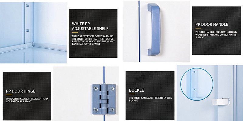Details of handle, hinges of PP Medicine & Reagent Storage Cabinet