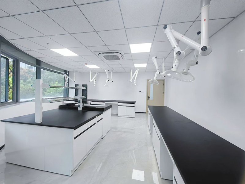 fume extraction arm installed on laboratory worktop for chemical vapor exhaust